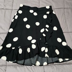 Polka Dot Ruffle Skirt - Black and White